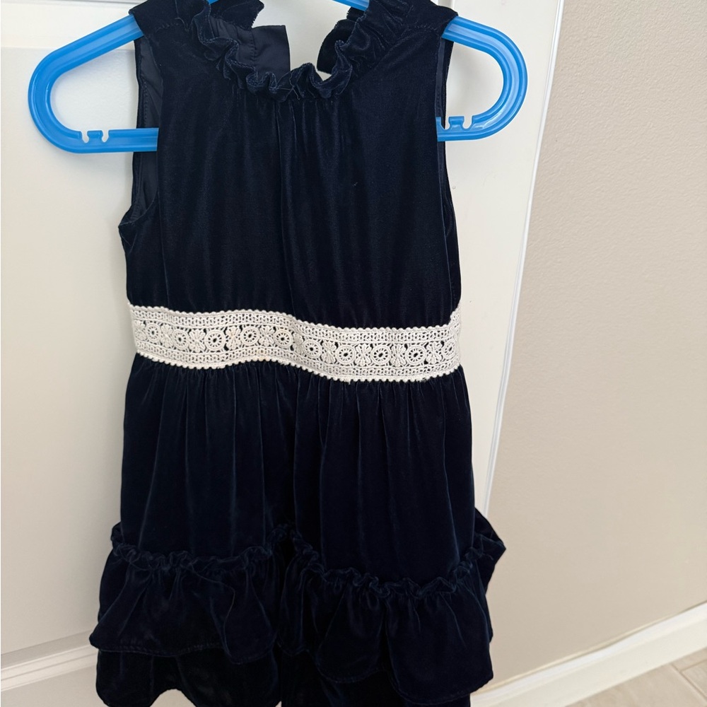 Janie and Jack Black Velvet Crochet Ruffle Dress